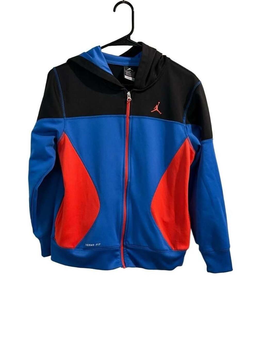 Jordan Therma-Fit Full Zip Hoodie Size L (12-13 Yrs) Black Blue Red
